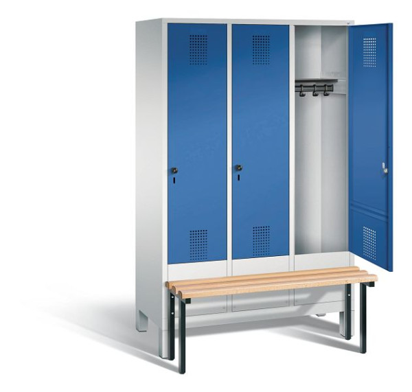 C+P Evolo garderobe, H1850xB1200xD815mm, kleur: lichtgrijs / gentiaanblauw, 48030-32 S10013