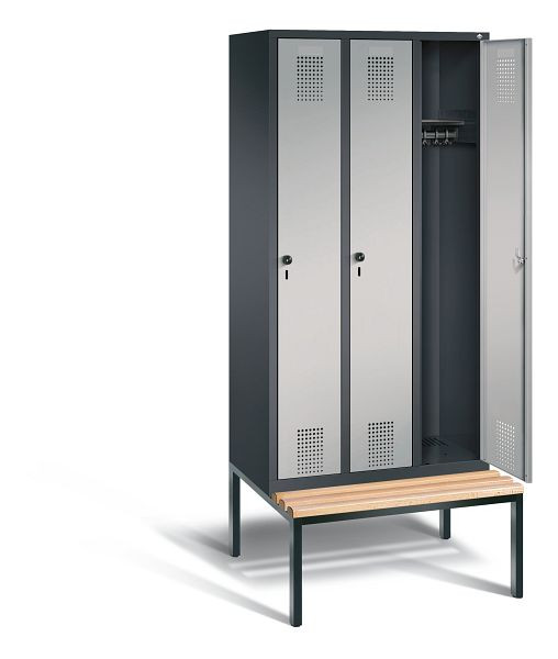 C+P Evolo kleerkast, H2090xW900xD815mm, kleur: zwart-grijs/wit aluminium, 48050-30 S10037