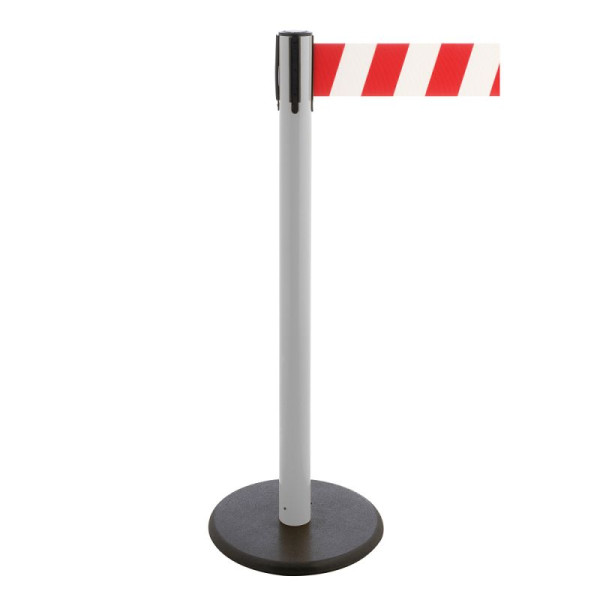 Stein HGS HGS personengeleidingssysteem -P-Line Premium-, wit, rood/wit diagonaal (gearceerd), met magnetisch banduiteinde, bandlengte: 3,8 m, 34241m-1304