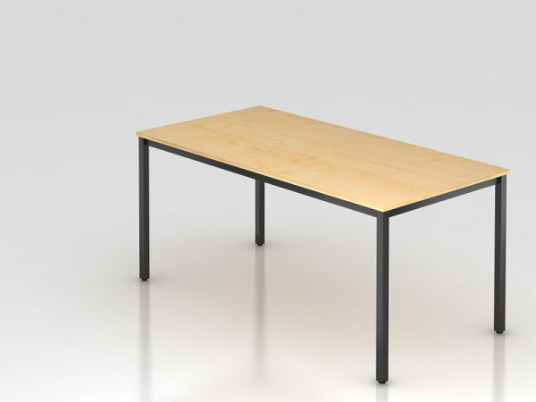 Hammerbacher vergadertafel 160x80cm esdoorn/zwart vierkant, rechthoekige vorm, VDQ16/3/D