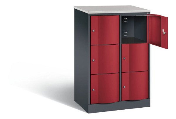 C+P lockerkast Resisto, H1255xW772xD540mm, kleur: zwartgrijs/robijnrood, 8573-272 S10439