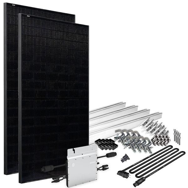 Offgridtec Solar-Direct 820W HM-800 balkonkrachtcentrale Volledig zwart Schuko-stopcontact - 5m - montageset voor balkonleuningen, 4-01-016030-026