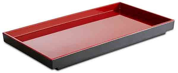 APS GN 1/3 dienblad -ASIA PLUS-, 32,5 x 17,6 cm, hoogte: 3 cm, melamine, binnenkant: rood, glanzend, buitenkant: zwart, mat, 15457