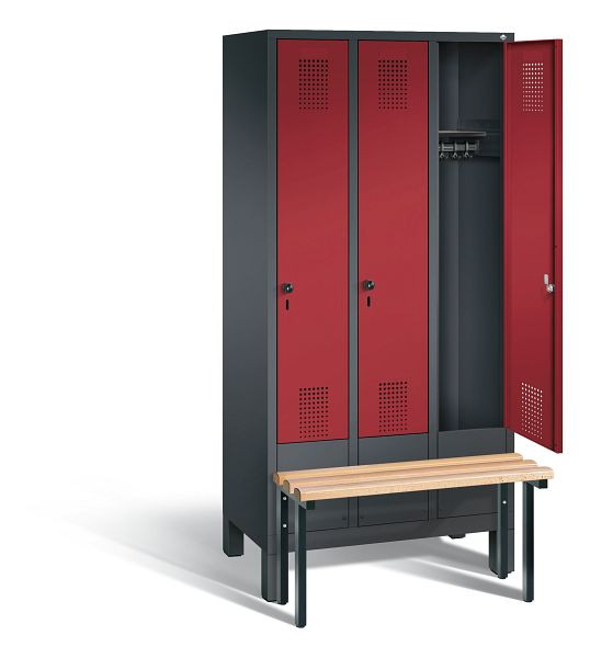 C+P Evolo garderobe, H1850xW900xD815mm, kleur: zwart-grijs/robijnrood, 48030-30 S10187