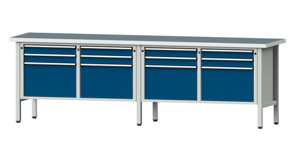 ANKE werkbanken kistwerkbank, model 233 V, 2800 x 700 x 890 mm, RAL 7035/5010, UBP 40 mm, 305.057