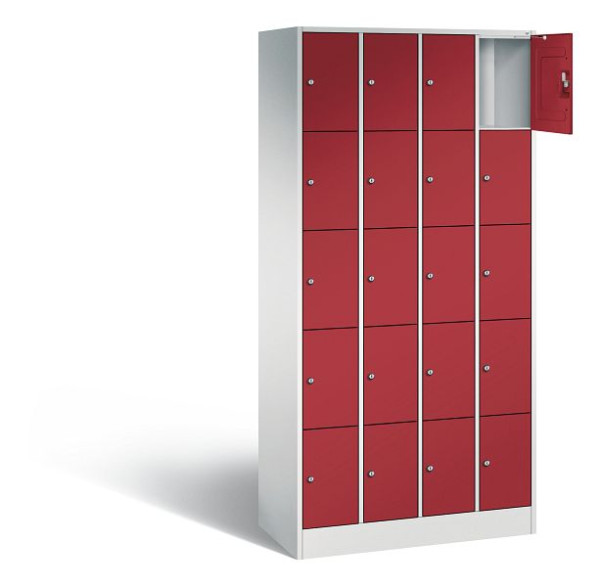 C+P lockerkast serie 8070, H1950xW900xD480mm, kleur: lichtgrijs/robijnrood, 80700-40 S10031