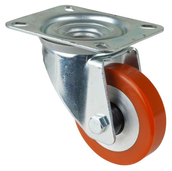 BS-rollen transportrol, wielbreedte 20 mm, wiel-Ø 80 mm, draagvermogen 120 kg, loopvlak gegoten polyurethaan, wiellichaam aluminium, kogellagers, L400.B90.080