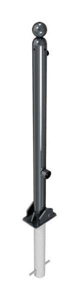 Schake slagboomstijl paal serie 466B Ø 60 mm, opklapbaar, zelfvergrendelend slot voor in beton plaatsen, 466FUHB