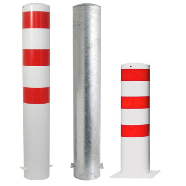 Stein HGS HGS stalen buispaal/stambeveiligingspaal -Bollard-, 1500mm, voor inzetting in beton, 3 ogen, met gelaste stalen kap, wanddikte: 3,6 mm, 40191b-3