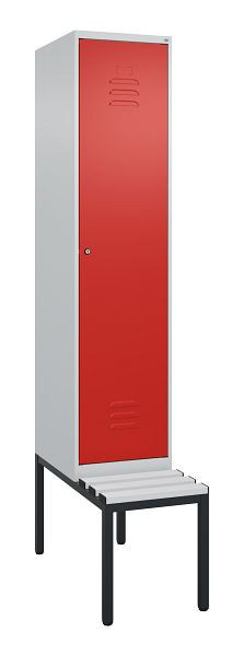 C+P luierkastje Classic PLUS met middenwand, bank, 2120x400x815mm, 7035/3020, cilinderslot, 0800507-12F S10017