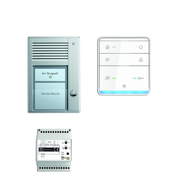 TCS deurbediening audio: pack AP voor 1 wooneenheid, met buitenpost PAK 1 belknop, 1x handsfree luidspreker ISW5010, bedieningseenheid BVS20, PSC2310-0000