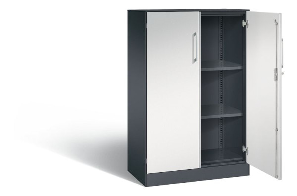 C+P vleugeldeurkast Asisto, H1310xB800xD435mm, kleur: zwartgrijs/lichtgrijs, beugelgreep, 3 niveaus, 141033-000 S10146
