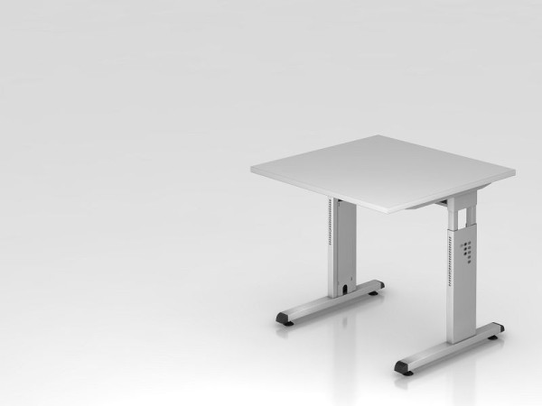 Hammerbacher bureau C-poot 80x80cm grijs/zilver, werkhoogte 65-85 cm, VOS08/5/S