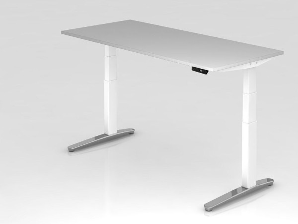 Hammerbacher elektrisch zit-sta bureau 180x80cm grijs/wit, gepolijst, rechthoekige vorm, VXBHM19/5/WC