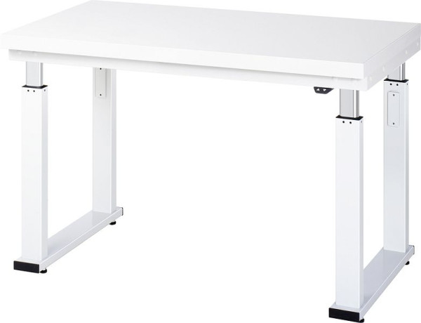 RAU werkbank serie adlatus 600 (elektrisch in hoogte verstelbaar), werkblad met hardlaminaat bekleding, 1250x740-1140x700 mm, 08-WB-125-070-H