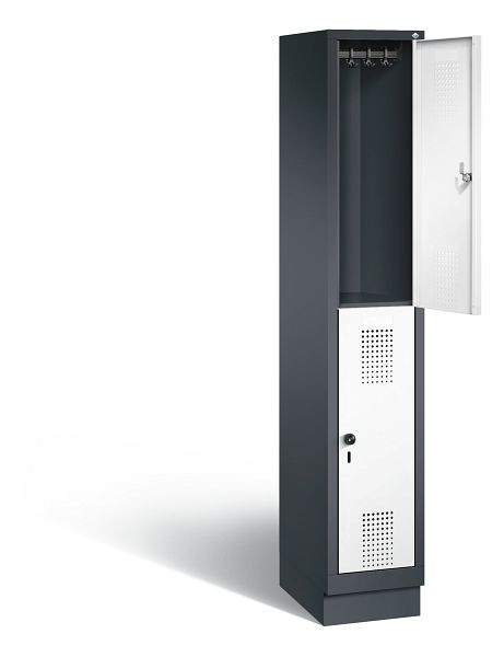 C+P locker, dubbellaags Evolo, H1800xB320xD500mm, kleur: zwartgrijs / verkeerswit, 48320-10 S10105