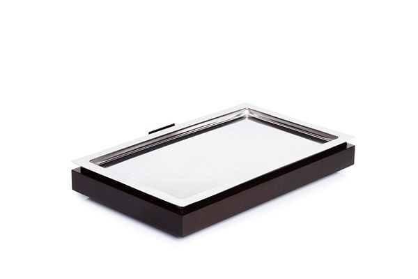 APS Koelplaten Set 1, 53 x 32,5 cm, hoogte: 8,5 cm, massief beuken, kleur wenge, GN 1/1 basiselement, GN 1/1 roestvrijstalen bak, 14940