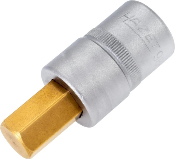 Hazet schroevendraaierdop, hol vierkant 12,5 mm, binnenzeskant profiel, 14 mm, korte uitvoering met karteling, 986-14