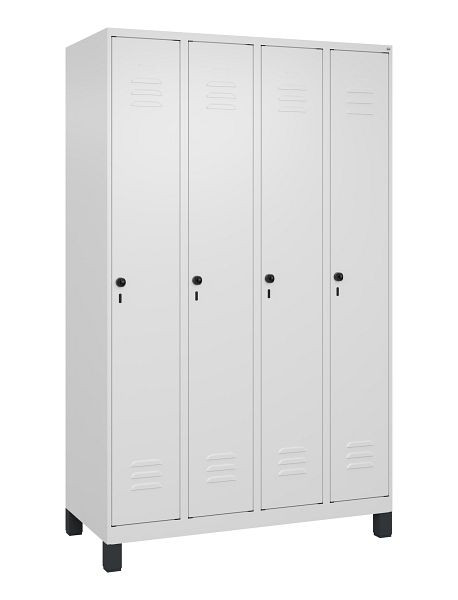 C+P Umkleidespind Classic PLUS, Füße, 4 Abteile, 1950x1200x500mm, 9016/9016, Drehriegel, 080010-40 S10014