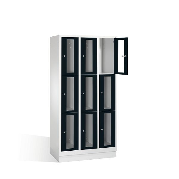 C+P lockerkast Classic, H1800xB900xD500mm, kleur: lichtgrijs / zwartgrijs, 8020A303 S10004