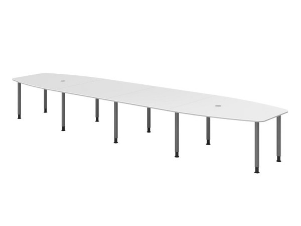 Hammerbacher vergadertafel KT52C, 520 x 130 cm, blad: wit, 25 mm dik, 2 mm duorand, tienpoots frame grafiet, werkhoogte 72-74 cm, VKT52C/W/G