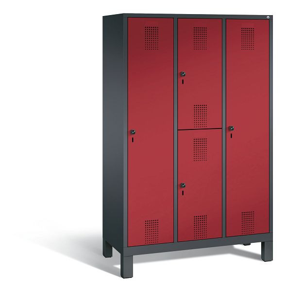 C+P cijferslot Evolo, H1850xB1200xD500mm, kleur: zwart-grijs/robijnrood, 48610-32 S10020