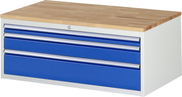 RAU ladekast serie 7000, B1145xD650xH465mm, laden: H60, H120, H180mm met individuele uittrekbeveiliging, massief beukenhouten blad, 03-XXL2.1A-B.11
