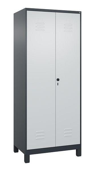 C+P Mehrzweckschrank Classic PLUS, Füße, 2 Abteile, 1950x800x500mm, 7016/7035, Drehriegel, Türen zueinanderschlagend, 080012-22B S10013