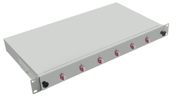 Helos glasvezel 19" breakout box met 6x LC duplex koppelingen OM4, grijs, 254640