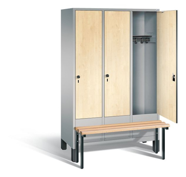 C + P Evolo garderobe, H1850xB1200xD815mm, kleur: wit aluminium / Donau esdoorn decor, 48030-32 S10155