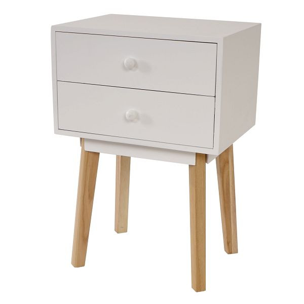 Mendler dressoir Malmö T271, bijzettafel nachtkastje, retro design 59x40x30cm, lade wit, 36706