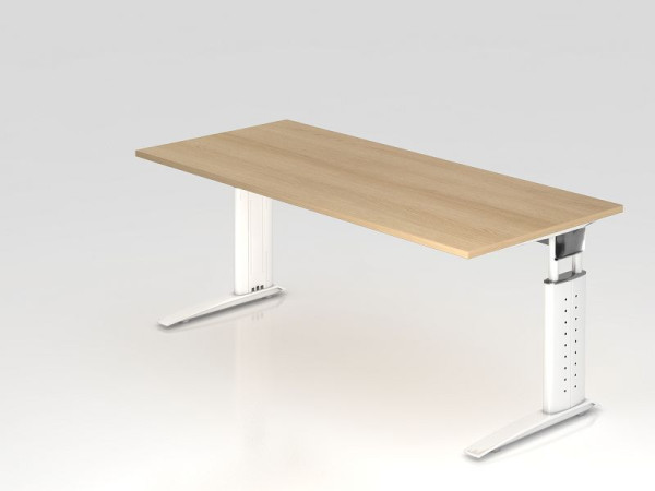 Hammerbacher bureau C-poot 180x80cm eiken/wit, werkhoogte 68-86 cm verstelbaar, VUS19/E/W