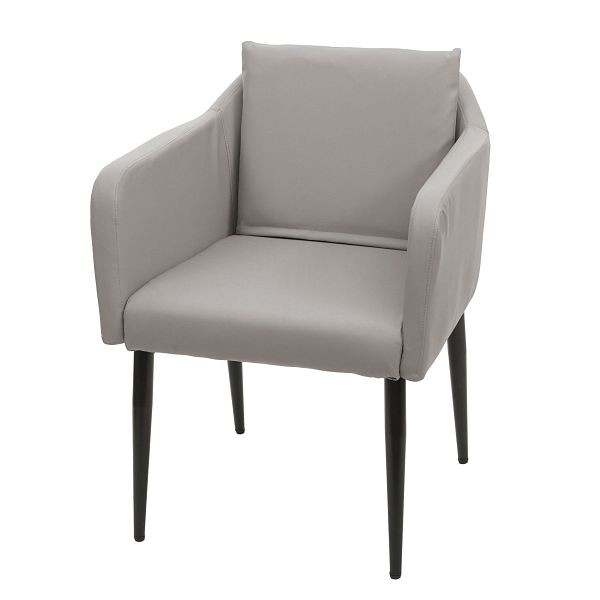 Mendler eetkamerstoel HWC-H93, keukenstoel, fauteuil, imitatieleer taupe-grijs, 74730