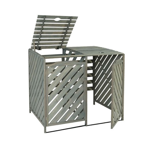 Mendler XL 2-/4-rolcontainer bekleding HWC-J44, klikobox, uitbreidbaar 112x63x96 hout, grijs, 80543+80547