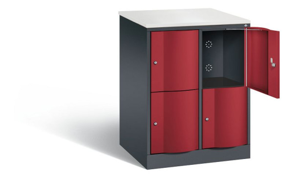 C+P XL lockerkast Resisto, H1077xW772xD640mm, kleur: zwartgrijs/robijnrood, 8472-273 S10026