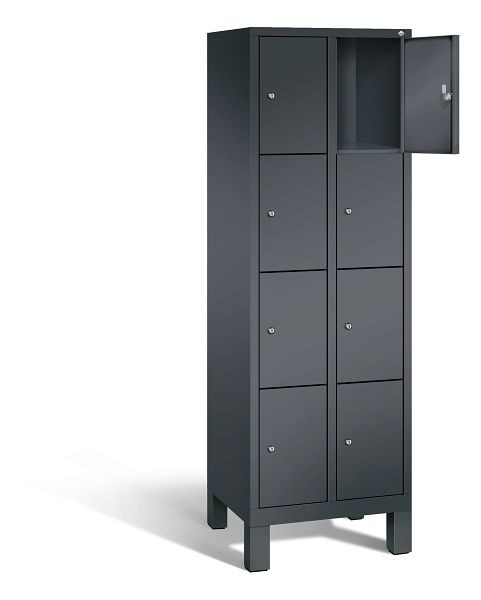 C+P lockerkast Evolo, H1850xB610xD500mm, kleur: zwart-grijs, 48010-204 S10004