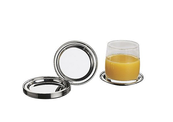 APS onderzetters voor glazen, Ø 10 cm, roestvrij staal 18/8, hoogglans gepolijst, heavy duty, verpakking van 6, 35711
