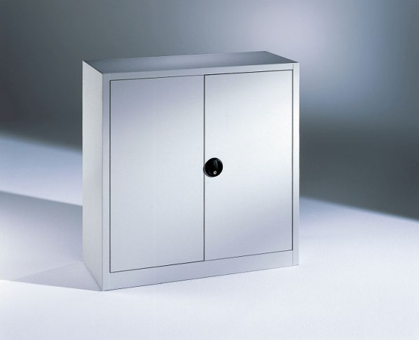 C+P dubbeldeurs kast serie 13, H1000xB1000xD420mm, kleur: lichtgrijs, ronde handgreep, 130944-10 S10006