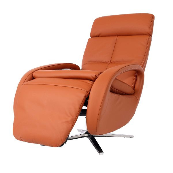 Mendler relaxstoel HWC-L11, design tv-stoel, tv-stoel, ligstoel, ligfunctie, volledig leer, terracotta bruin, 98403