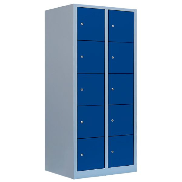 Lüllmann XL lockerkast, 2 compartimenten, 10 compartimenten, 1900 x 800 x 450 mm, lichtgrijs/gentiaanblauw, 523921