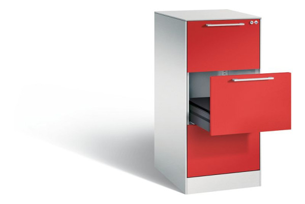 C+P archiefkast Asisto, H1010xB440xD600mm, kleur: lichtgrijs / vuurrood, beugelgreep, 146245-321 S10026