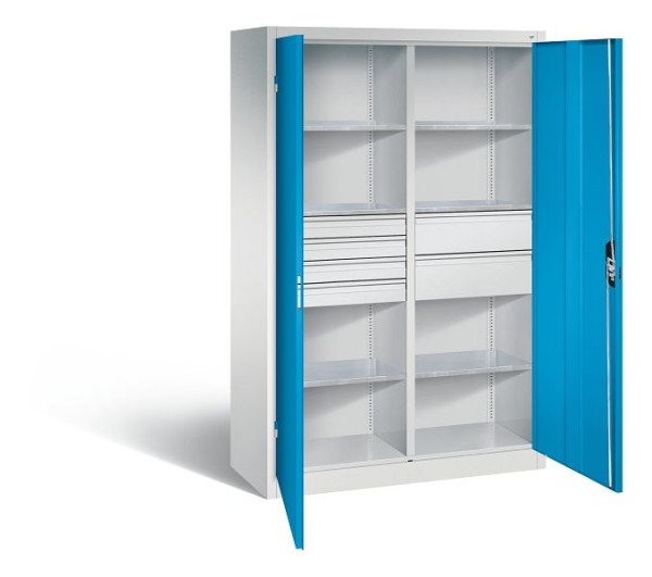 C+P Werkstattschrank mit 6 Schubladen, H1950xB1200xT500 mm, Lichtgrau/Lichtblau, 8931-30415 S10012