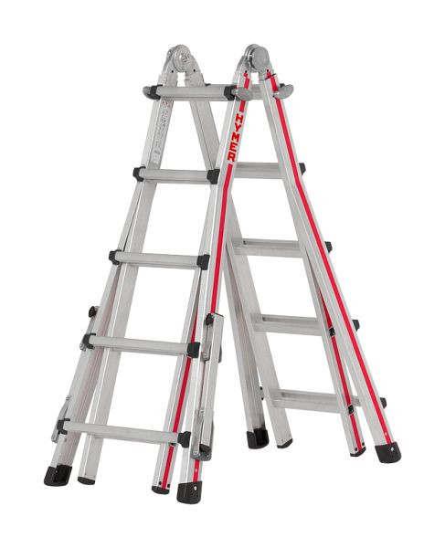 HYMER Telescopische ladder "TELESTEP", 4x5 sporten, lengte enkele ladder 2,90 - 5,14 m, stahoogte (trapladder): 1,8 m, stahoogte (trapladder): 4,1 m, 814220