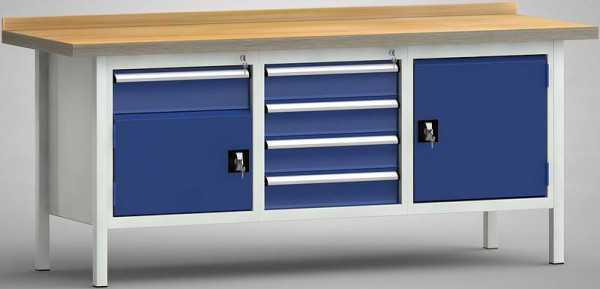 KLW standaard werkbank - 2000 x 700 x 840 mm L x D x H, WS247N-2000M40-E7043