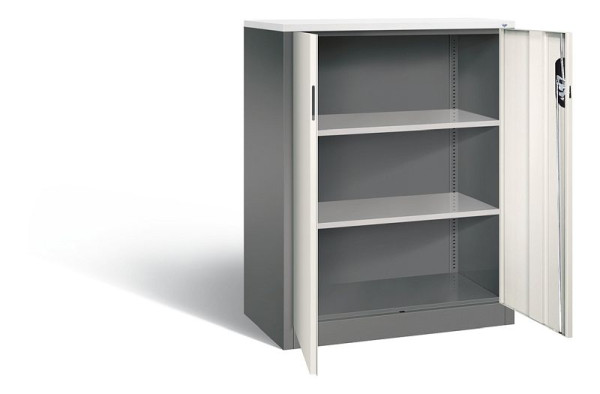 C+P kantoorkast Acurado, H1200xW930xD500mm, kleur: vulkaangrijs / parelwit, holle handgreep, 3 niveaus, 9287-1200 S10109