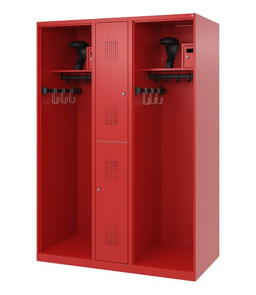 C+P brandweerkast Evolo, model MAXI, 2 compartimenten, H1850B1300T600 mm, vuurrood, helmhouder, 0496315-030 S10005