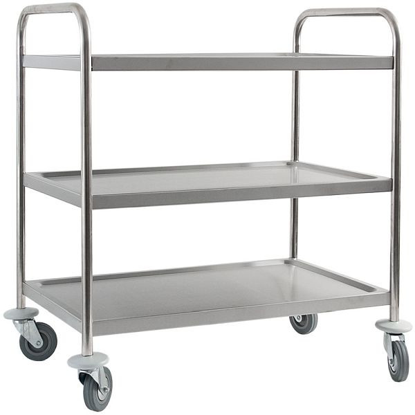 Stalgast serveerwagen van roestvrij staal, met drie plateaus, 860 x 540 x 920 mm (BxDxH), LT0705003