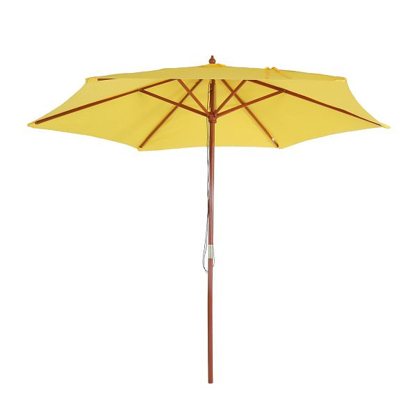 Mendler Florida parasol, tuinparasol market parasol, Ø 3m polyester/hout, geel, 76722