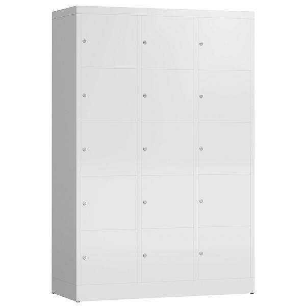 Lüllmann ClassiX lockerkast, 3 compartimenten met elk 5 compartimenten, 1800 x 1185 x 500 mm, signaalwit, X-523537