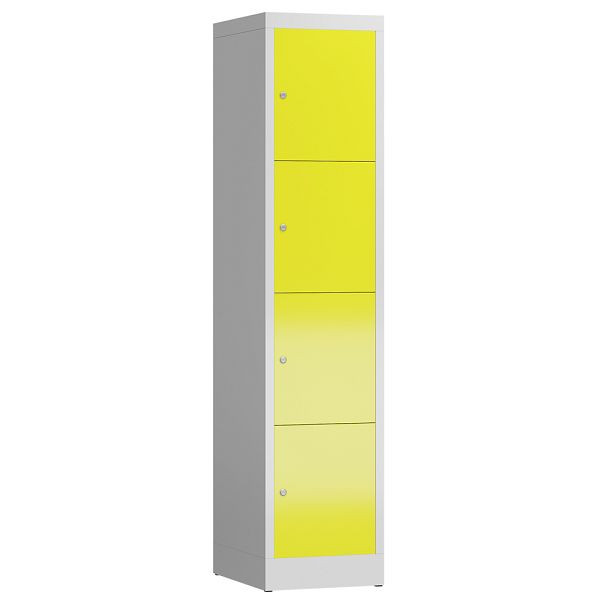 Lüllmann ClassiX lockerkast, 1 compartiment, 4 compartimenten, 1800 x 415 x 500 mm, lichtgrijs/zinkgeel, X-523416